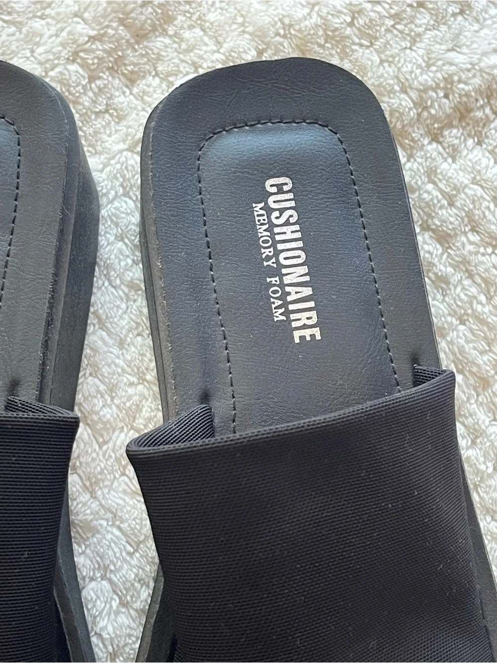 Cushionaire Black Platform Slide Sandals - Women's Cushioned Comfort